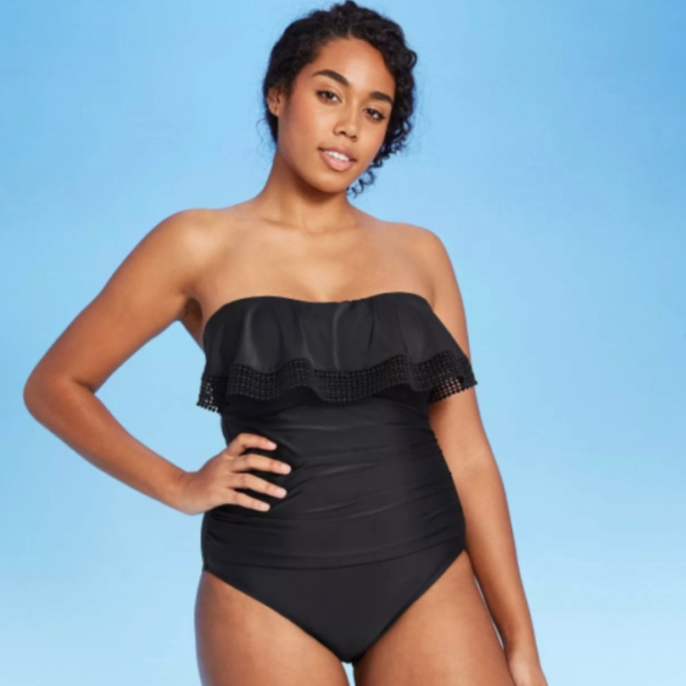 KONA SOL one piece ruffle top swimsuit